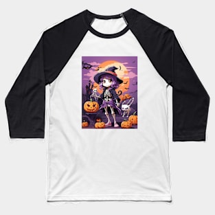 Halloween manga girl skeleton witch Baseball T-Shirt